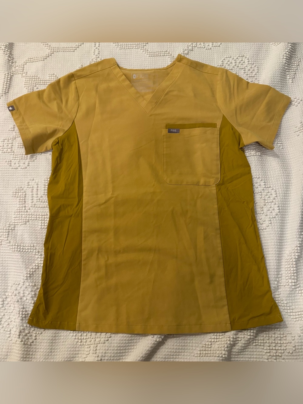 Figs Women's Scrub Top in Mustard/Olive